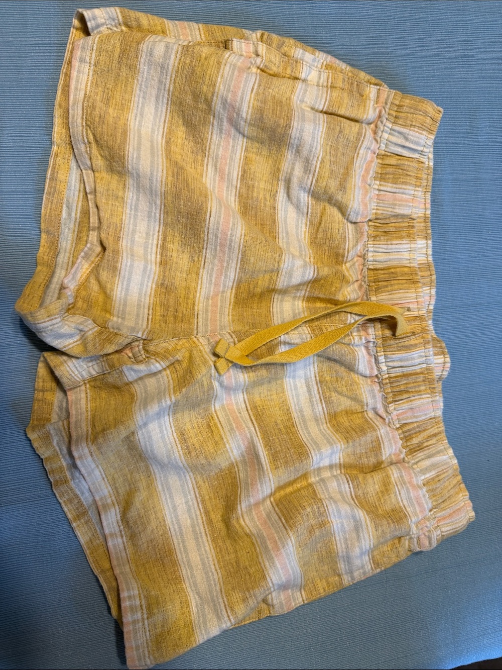 Patagonia Yellow Striped Linen-Blend Shorts